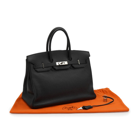 HERMES BIRKIN 35 BLACK TOGO HAND BAG 2004 SQUARE H PALLADIUM HARDWARE 90341158