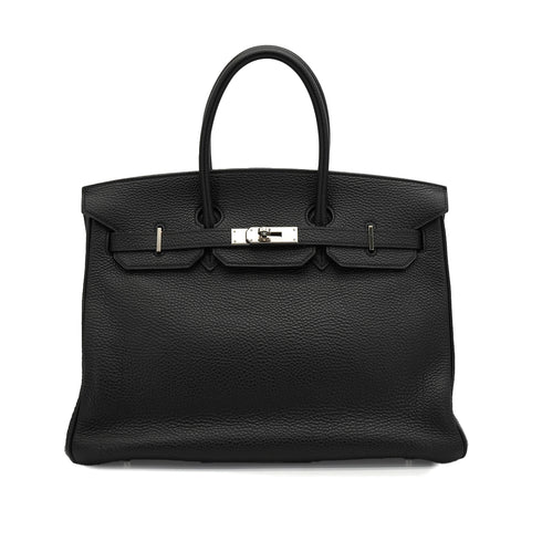 HERMES BIRKIN 35 BLACK TOGO HAND BAG 2004 SQUARE H PALLADIUM HARDWARE 90341158