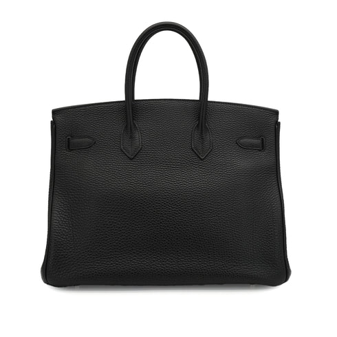 HERMES BIRKIN 35 BLACK TOGO HAND BAG 2004 SQUARE H PALLADIUM HARDWARE 90341158