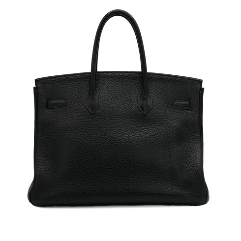 HERMES BIRKIN 35 BLACK TAURILLON CLEMENCE HAND BAG 2004 SQUARE H PALLADIUM HARDWARE 90350346