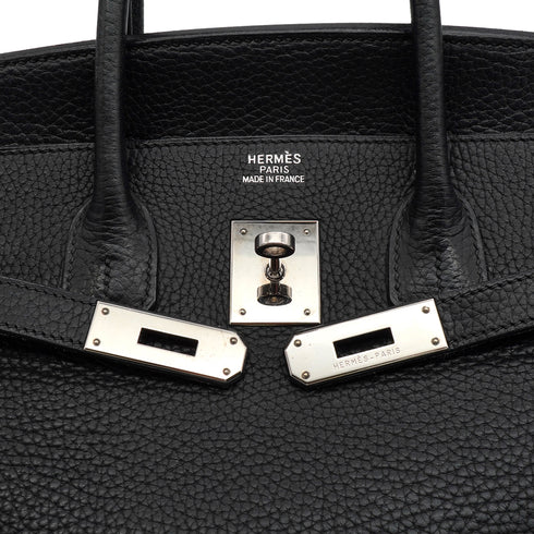 HERMES BIRKIN 35 BLACK TAURILLON CLEMENCE HAND BAG 2004 SQUARE H PALLADIUM HARDWARE 90350346