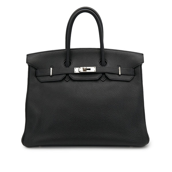 HERMES BIRKIN 35 BLACK TOGO HAND BAG 2004 SQUARE H PALLADIUM HARDWARE 90318620
