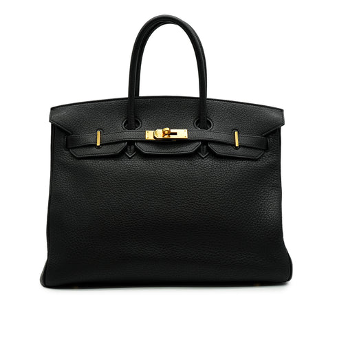 HERMES BIRKIN 35 BLACK TOGO HAND BAG 2005 SQUARE I GOLD HARDWARE 90340496
