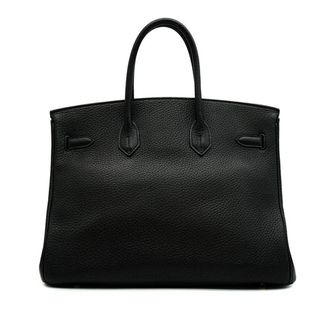 HERMES BIRKIN 35 BLACK TOGO HAND BAG 2005 SQUARE I GOLD HARDWARE 90340496
