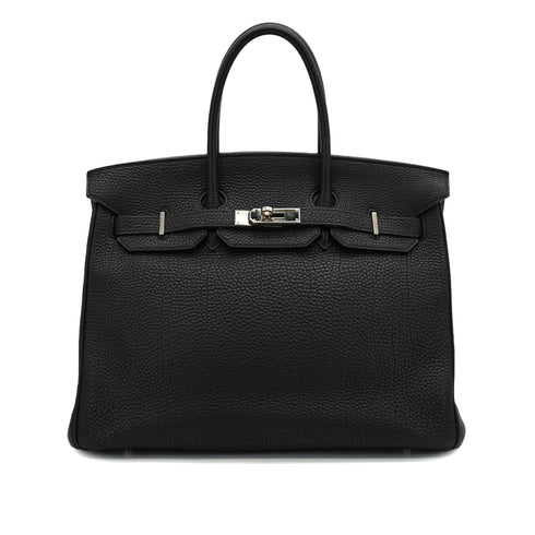 HERMES BIRKIN 35 BLACK TOGO HAND BAG 2007 SQUARE K PALLADIUM HARDWARE 90331854