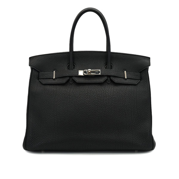 HERMES BIRKIN 35 BLACK TOGO HAND BAG 2007 SQUARE K PALLADIUM HARDWARE 90331854