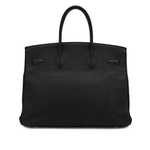 HERMES BIRKIN 35 BLACK TOGO HAND BAG 2007 SQUARE K PALLADIUM HARDWARE 90331854