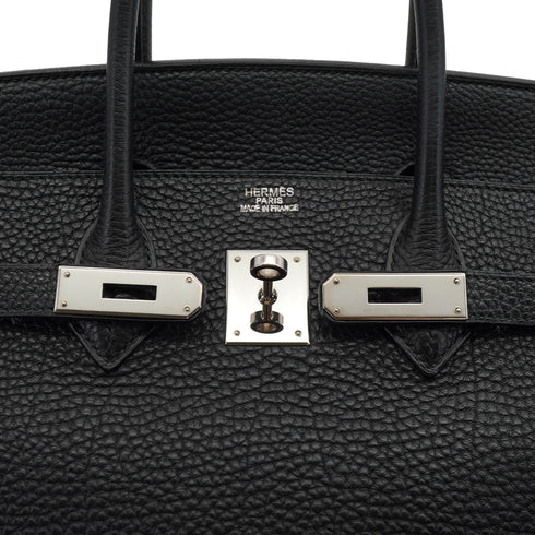 HERMES BIRKIN 35 BLACK TOGO HAND BAG 2007 SQUARE K PALLADIUM HARDWARE 90331854