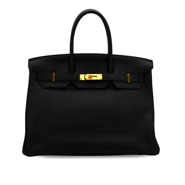 HERMES BIRKIN 35 BLACK TOGO HAND BAG 2012 SQUARE P GOLD HARDWARE 90335900