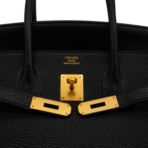HERMES BIRKIN 35 BLACK TOGO HAND BAG 2012 SQUARE P GOLD HARDWARE 90335900