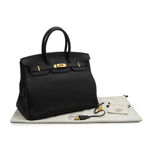 HERMES BIRKIN 35 BLACK TOGO HAND BAG 2014 SQUARE R GOLD HARDWARE 90335829