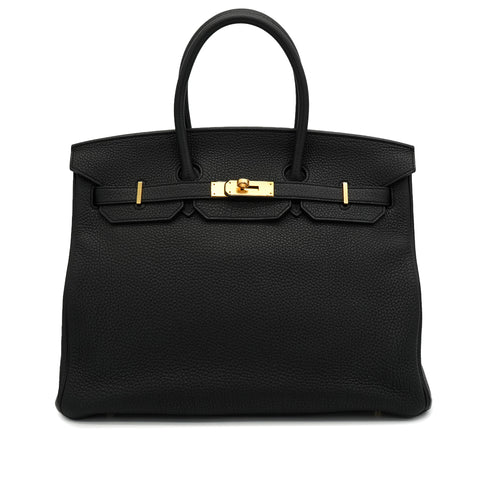 HERMES BIRKIN 35 BLACK TOGO HAND BAG 2014 SQUARE R GOLD HARDWARE 90335829