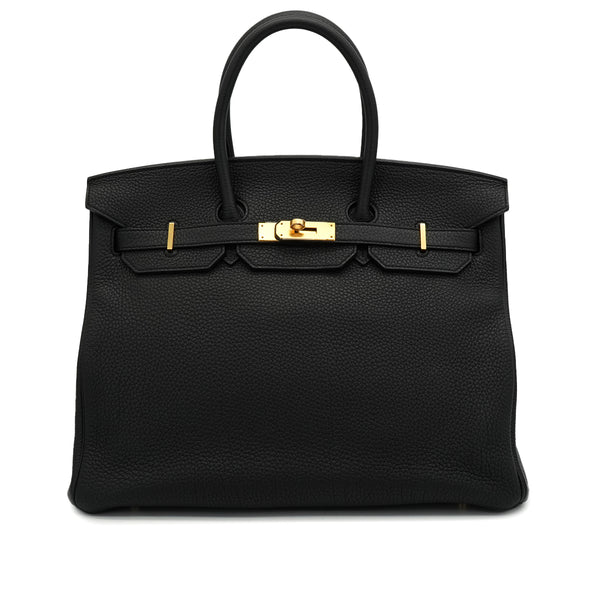 HERMES BIRKIN 35 BLACK TOGO HAND BAG 2014 SQUARE R GOLD HARDWARE 90335829