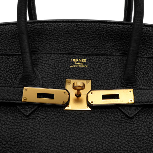 HERMES BIRKIN 35 BLACK TOGO HAND BAG 2014 SQUARE R GOLD HARDWARE 90335829