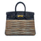 HERMES BIRKIN 35 BLUE INDIGO MULTICOLOR BOX CALF VIBRATO HAND BAG 2005 SQUARE I GOLD HARDWARE 90325604