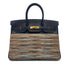 HERMES BIRKIN 35 BLUE INDIGO MULTICOLOR BOX CALF VIBRATO HAND BAG 2005 SQUARE I GOLD HARDWARE 90325604