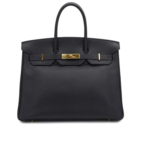 HERMES BIRKIN 35 BLUE INDIGO TOGO HAND BAG 2000 SQUARE D GOLD HARDWARE 90335290