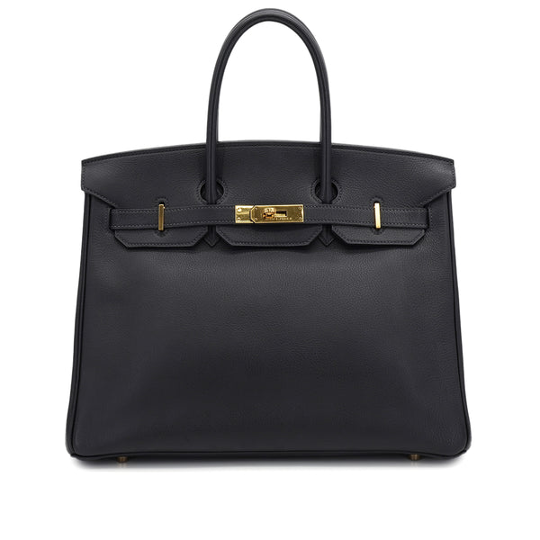 HERMES BIRKIN 35 BLUE INDIGO TOGO HAND BAG 2000 SQUARE D GOLD HARDWARE 90335290