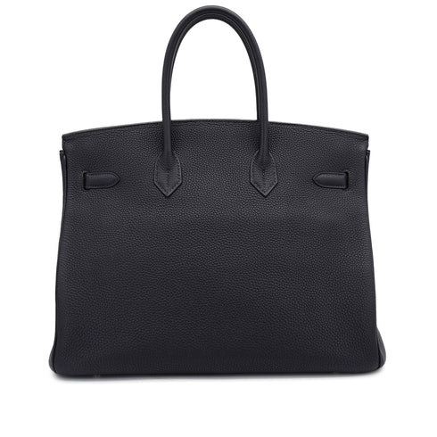 HERMES BIRKIN 35 BLUE INDIGO TOGO HAND BAG 2005 SQUARE I GOLD HARDWARE 90326674