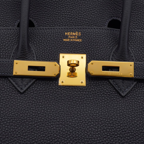 HERMES BIRKIN 35 BLUE INDIGO TOGO HAND BAG 2005 SQUARE I GOLD HARDWARE 90326674