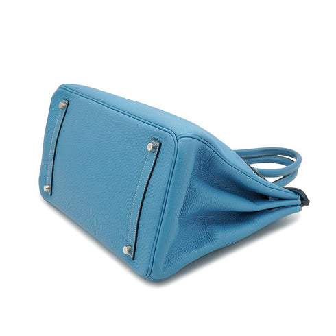 HERMES BIRKIN 35 BLUE JEAN TAURILLON CLEMENCE HAND BAG 2003 SQUARE G PALLADIUM HARDWARE 90327065