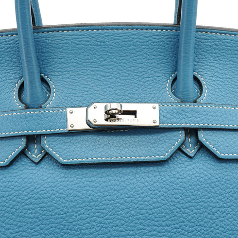 HERMES BIRKIN 35 BLUE JEAN TAURILLON CLEMENCE HAND BAG 2003 SQUARE G PALLADIUM HARDWARE 90327065