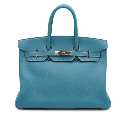 HERMES BIRKIN 35 BLUE JEAN TOGO HAND BAG 1999 SQUARE C PALLADIUM HARDWARE 90345159