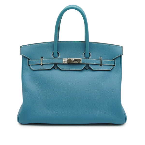 HERMES BIRKIN 35 BLUE JEAN TOGO HAND BAG 1999 SQUARE C PALLADIUM HARDWARE 90345159