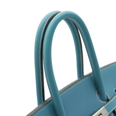 HERMES BIRKIN 35 BLUE JEAN TOGO HAND BAG 1999 SQUARE C PALLADIUM HARDWARE 90345159