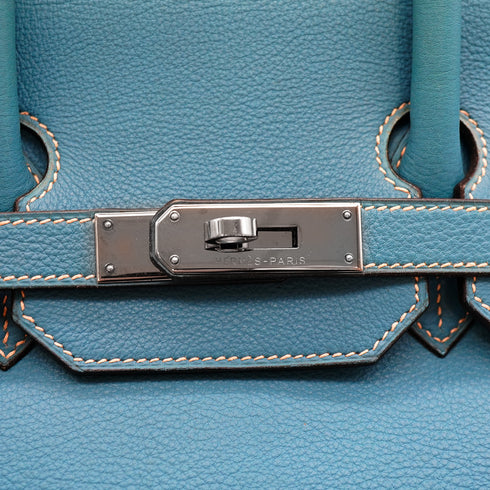 HERMES BIRKIN 35 BLUE JEAN TOGO HAND BAG 1999 SQUARE C PALLADIUM HARDWARE 90345159