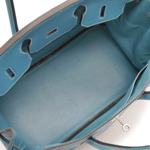 HERMES BIRKIN 35 BLUE JEAN TOGO HAND BAG 1999 SQUARE C PALLADIUM HARDWARE 90345159
