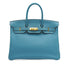 HERMES BIRKIN 35 BLUE JEAN TOGO HAND BAG 2002 SQUARE F GOLD HARDWARE 90350398