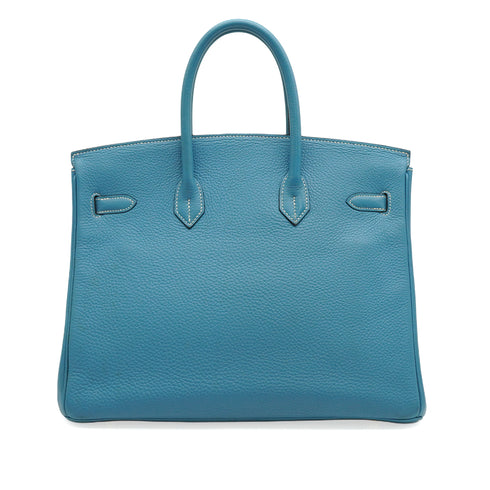 HERMES BIRKIN 35 BLUE JEAN TOGO HAND BAG 2002 SQUARE F GOLD HARDWARE 90350398