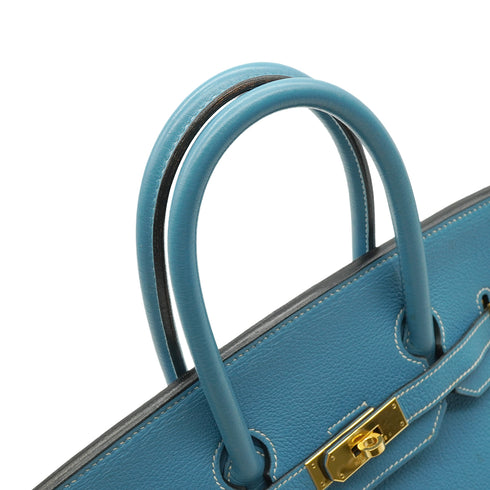 HERMES BIRKIN 35 BLUE JEAN TOGO HAND BAG 2002 SQUARE F GOLD HARDWARE 90350398