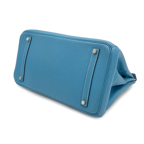 HERMES BIRKIN 35 BLUE JEAN TOGO HAND BAG 2004 SQUARE H PALLADIUM HARDWARE 90317897