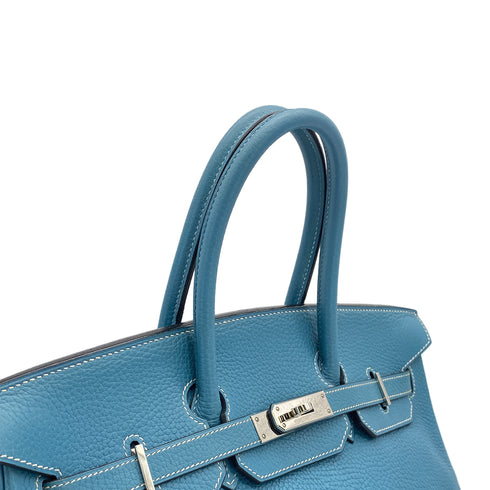 HERMES BIRKIN 35 BLUE JEAN TOGO HAND BAG 2004 SQUARE H PALLADIUM HARDWARE 90317897