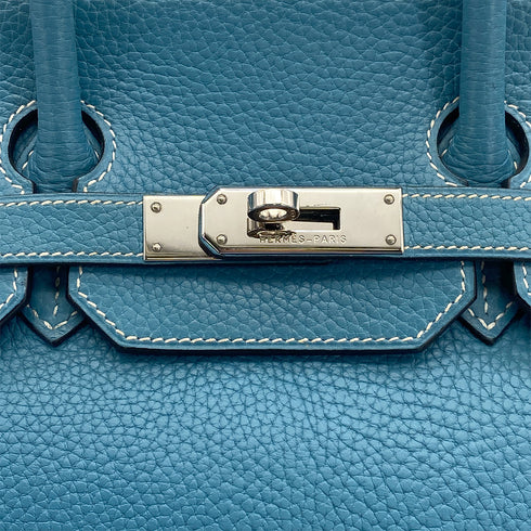 HERMES BIRKIN 35 BLUE JEAN TOGO HAND BAG 2004 SQUARE H PALLADIUM HARDWARE 90317897