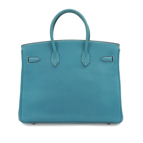 HERMES BIRKIN 35 BLUE JEAN TOGO HAND BAG 2004 SQUARE H PALLADIUM HARDWARE 90342735