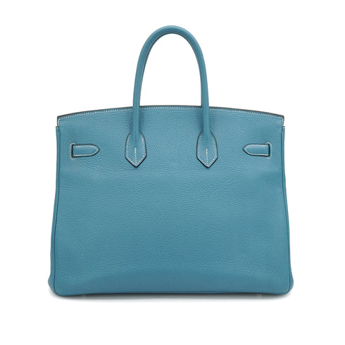 HERMES BIRKIN 35 BLUE JEAN TOGO HAND BAG 2007 SQUARE K PALLADIUM HARDWARE 90351034