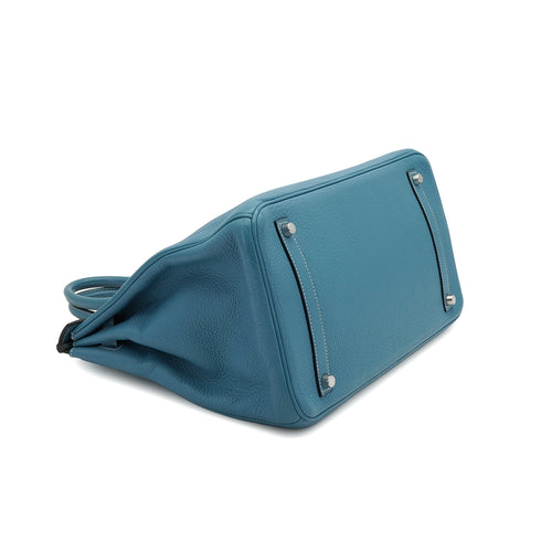 HERMES BIRKIN 35 BLUE JEAN TOGO HAND BAG 2007 SQUARE K PALLADIUM HARDWARE 90351034