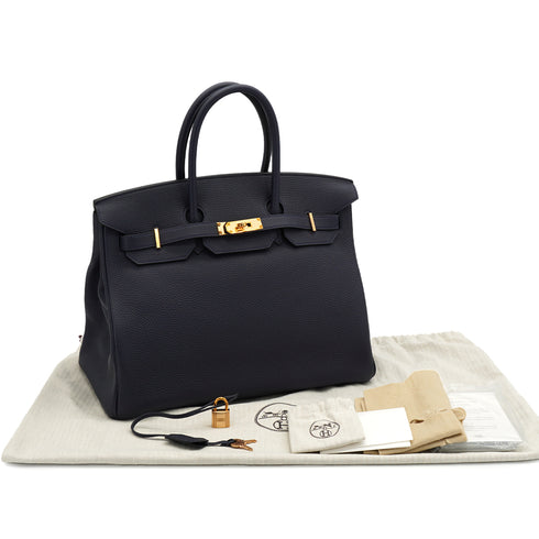 HERMES BIRKIN 35 BLUE NUIT TOGO HAND BAG 2020 Y STAMP GOLD HARDWARE 90331866