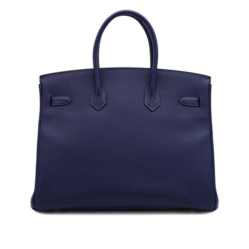 HERMES BIRKIN 35 BLUE SAPHIR VEAU EPSOM HAND BAG 2016 X STAMP GOLD HARDWARE 90331659