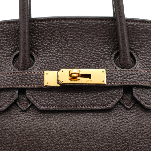 HERMES BIRKIN 35 CAFÉ TOGO HAND BAG 2004 SQUARE H GOLD HARDWARE 90334126