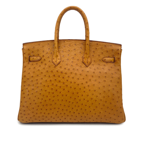 HERMES BIRKIN 35 CHESTNUT OSTRICH HAND BAG 1995 CIRCLE Y GOLD HARDWARE 90326205