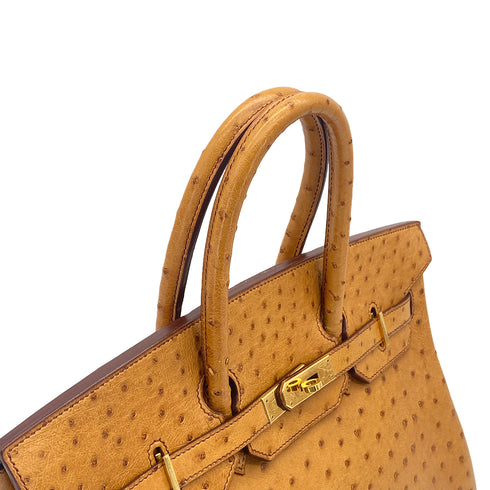 HERMES BIRKIN 35 CHESTNUT OSTRICH HAND BAG 1995 CIRCLE Y GOLD HARDWARE 90326205