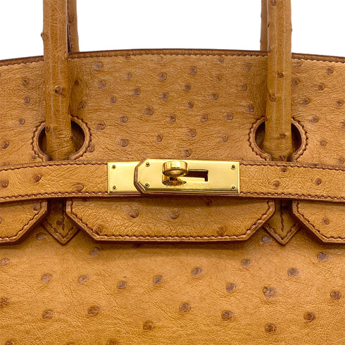 HERMES BIRKIN 35 CHESTNUT OSTRICH HAND BAG 1995 CIRCLE Y GOLD HARDWARE 90326205