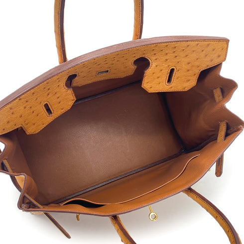 HERMES BIRKIN 35 CHESTNUT OSTRICH HAND BAG 1995 CIRCLE Y GOLD HARDWARE 90326205