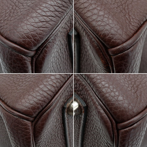 HERMES BIRKIN 35 CHOCOLAT TOGO HAND BAG 2005 SQUARE I PALLADIUM HARDWARE 90342563