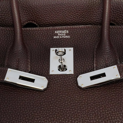 HERMES BIRKIN 35 CHOCOLAT TOGO HAND BAG 2005 SQUARE I PALLADIUM HARDWARE 90342563