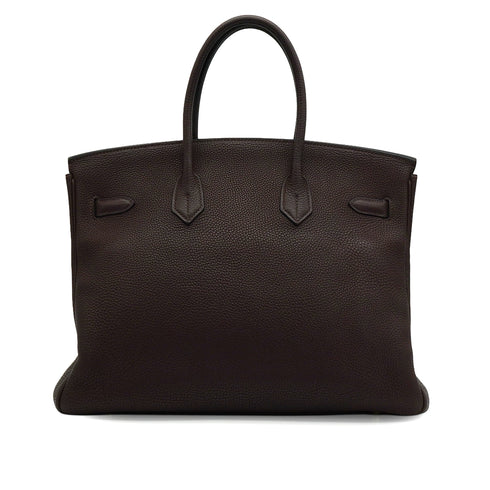 HERMES BIRKIN 35 CHOCOLAT TOGO HAND BAG 2007 SQUARE K GOLD HARDWARE 90341428